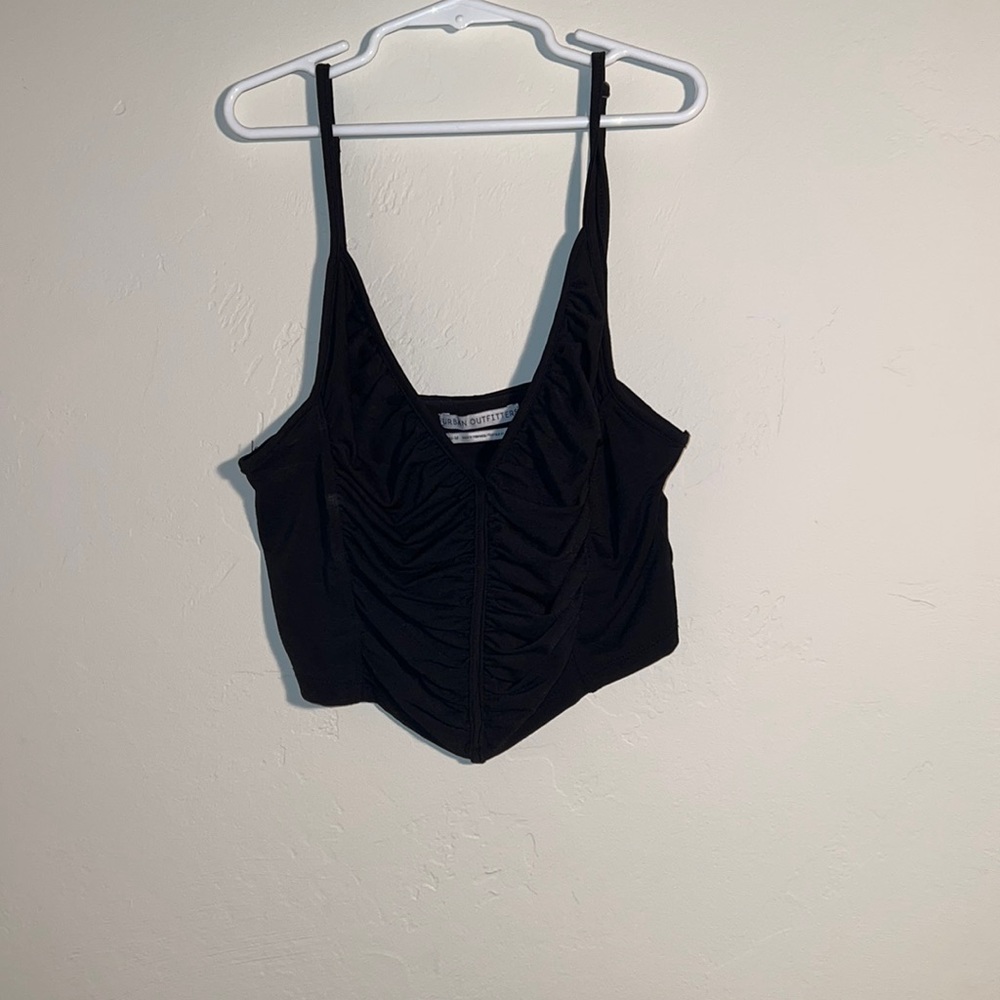 Urban Outfitters black corset runched crop top